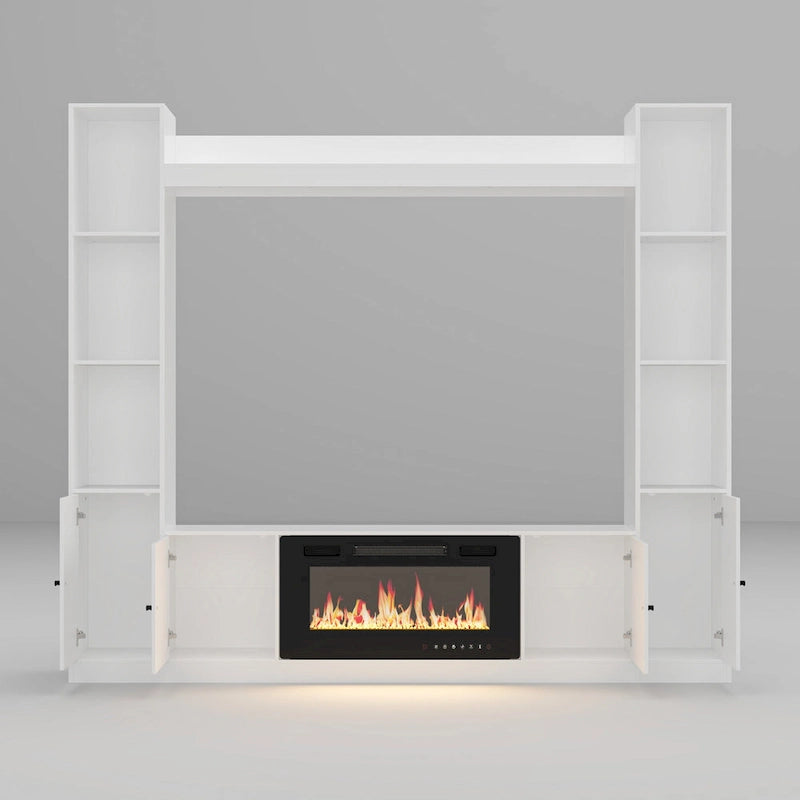 Entertainment Center with Electric Fireplace - 81W - White or Black