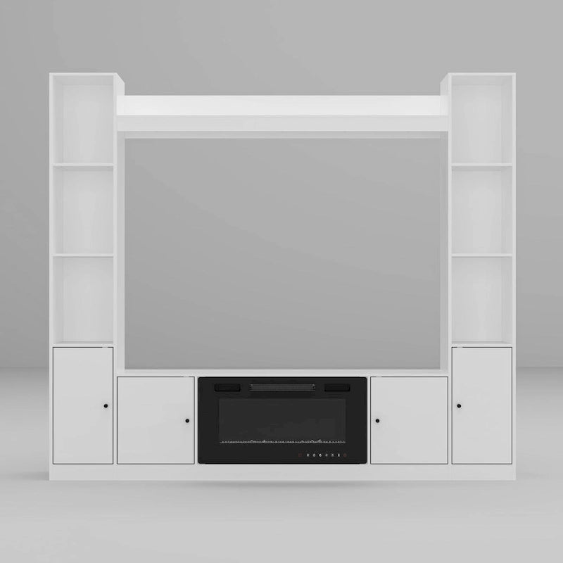 Entertainment Center with Electric Fireplace - 81W - White or Black