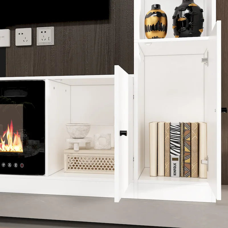 Entertainment Center with Electric Fireplace - 81W - White or Black
