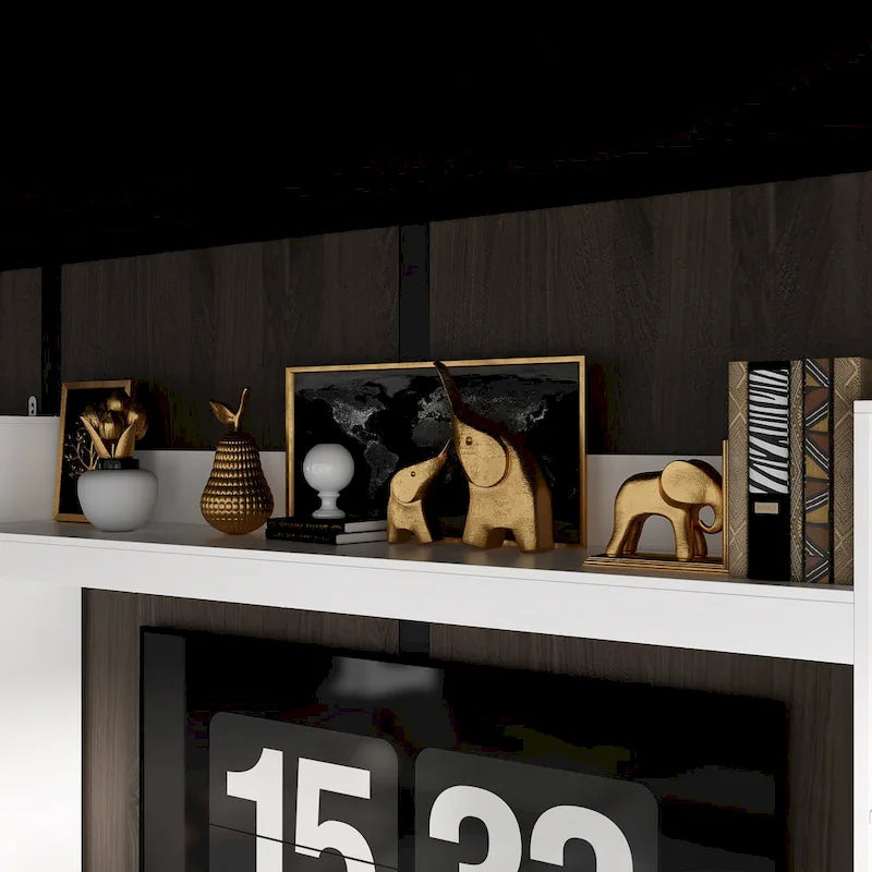 Entertainment Center with Electric Fireplace - 81W - White or Black