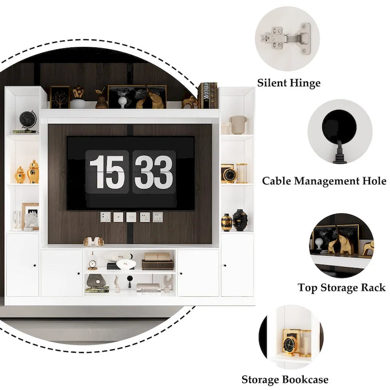 Entertainment Center with Electric Fireplace - 81W - White or Black