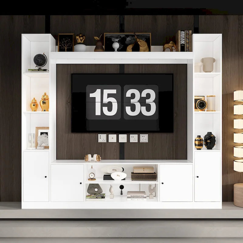 Entertainment Center with Electric Fireplace - 81W - White or Black