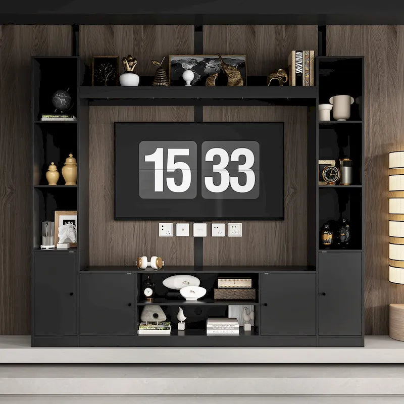 Entertainment Center with Electric Fireplace - 81W - White or Black