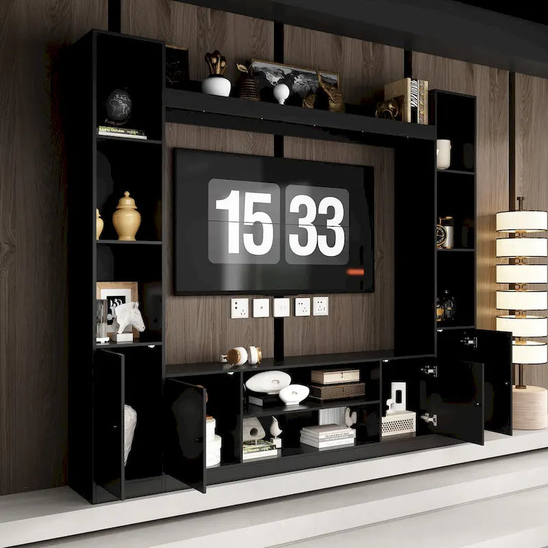 Entertainment Center with Electric Fireplace - 81W - White or Black