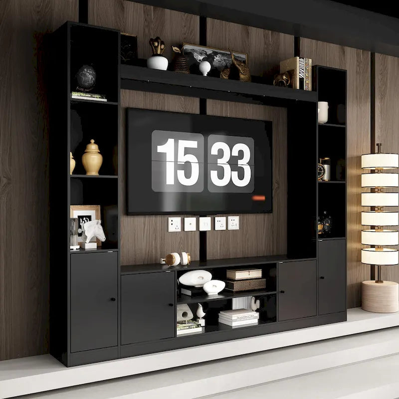 Entertainment Center with Electric Fireplace - 81W - White or Black