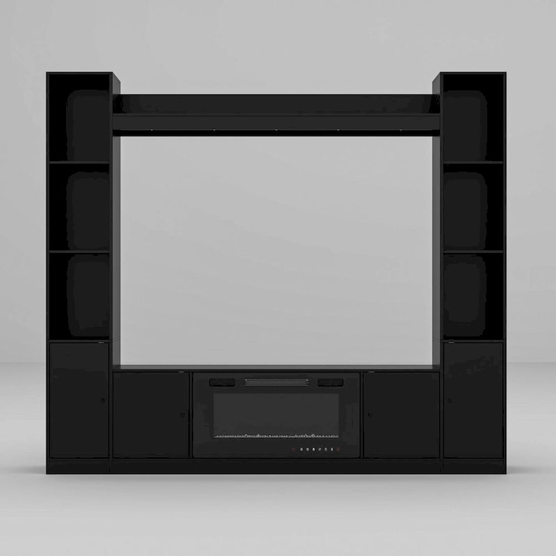 Entertainment Center with Electric Fireplace - 81W - White or Black