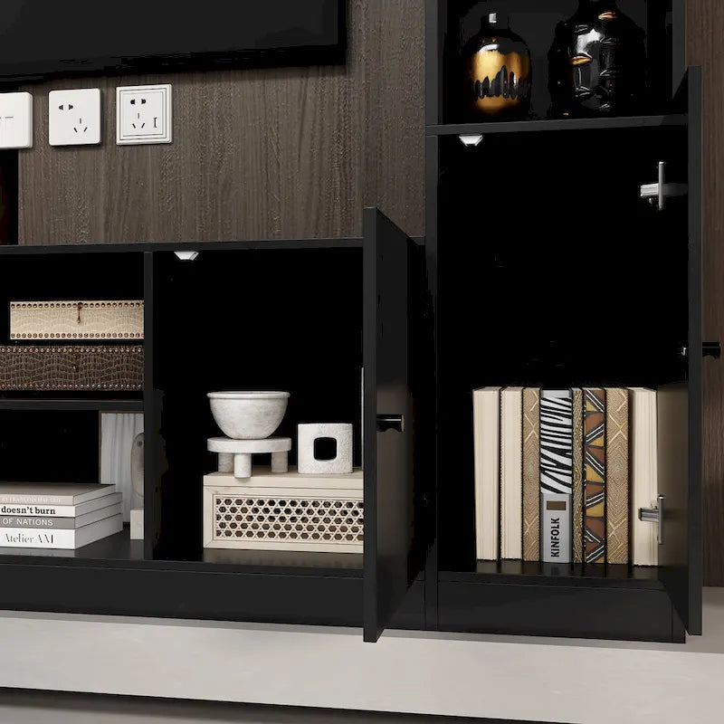 Entertainment Center with Electric Fireplace - 81W - White or Black