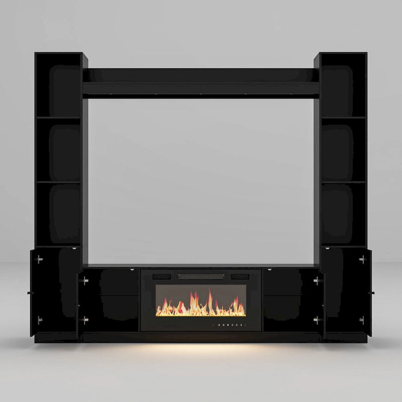 Entertainment Center with Electric Fireplace - 81W - White or Black