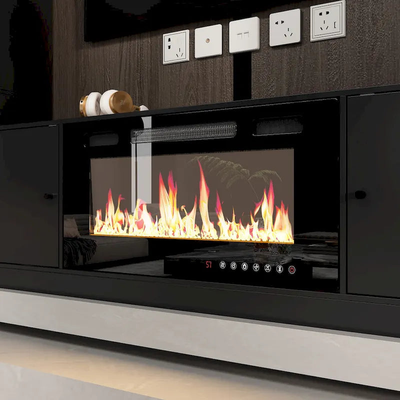Entertainment Center with Electric Fireplace - 81W - White or Black