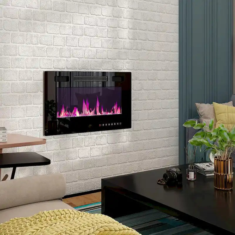 Entertainment Center with Electric Fireplace - 81W - White or Black