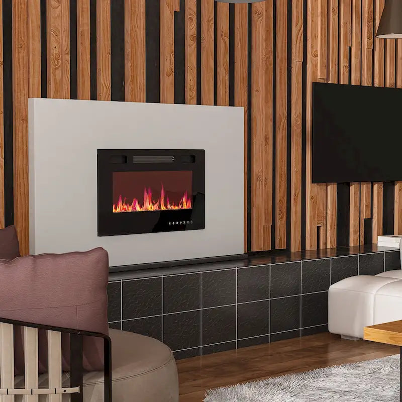 Entertainment Center with Electric Fireplace - 81W - White or Black