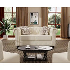Classic Tufted Velvet Upholstered Chesterfield Club Chair Loveseat Sofa 3 Pieces with Nailhead for Living Room by Morden Fort