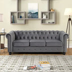 Classic Tufted Velvet Upholstered Chesterfield Club Chair Loveseat Sofa 3 Pieces with Nailhead for Living Room by Morden Fort