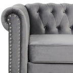 Classic Tufted Velvet Upholstered Chesterfield Club Chair Loveseat Sofa 3 Pieces with Nailhead for Living Room by Morden Fort