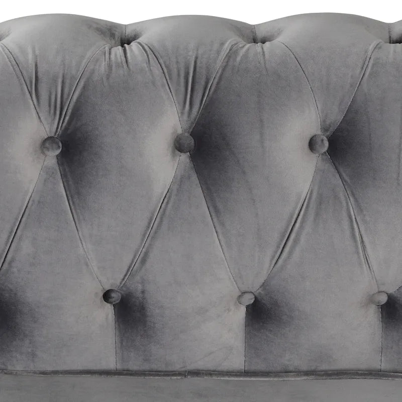 Classic Tufted Velvet Upholstered Chesterfield Club Chair Loveseat Sofa 3 Pieces with Nailhead for Living Room by Morden Fort