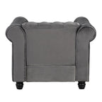 Classic Tufted Velvet Upholstered Chesterfield Club Chair Loveseat Sofa 3 Pieces with Nailhead for Living Room by Morden Fort