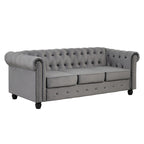Classic Tufted Velvet Upholstered Chesterfield Club Chair Loveseat Sofa 3 Pieces with Nailhead for Living Room by Morden Fort