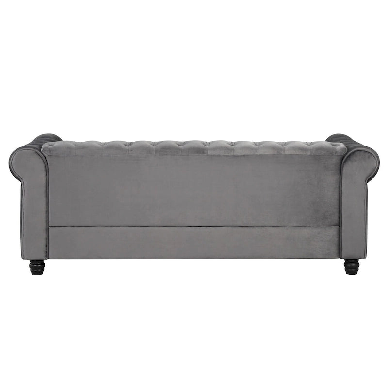 Classic Tufted Velvet Upholstered Chesterfield Club Chair Loveseat Sofa 3 Pieces with Nailhead for Living Room by Morden Fort
