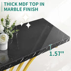 Moasis 39 Faux Marble Console Sofa Table Geometric Gold Base for Entryway