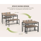 4 Piece Kitchen Dining Table with 2 Chair and Bench for Small Space