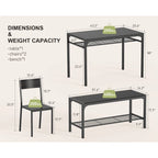 4 Piece Kitchen Dining Table with 2 Chair and Bench for Small Space