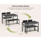 4 Piece Kitchen Dining Table with 2 Chair and Bench for Small Space