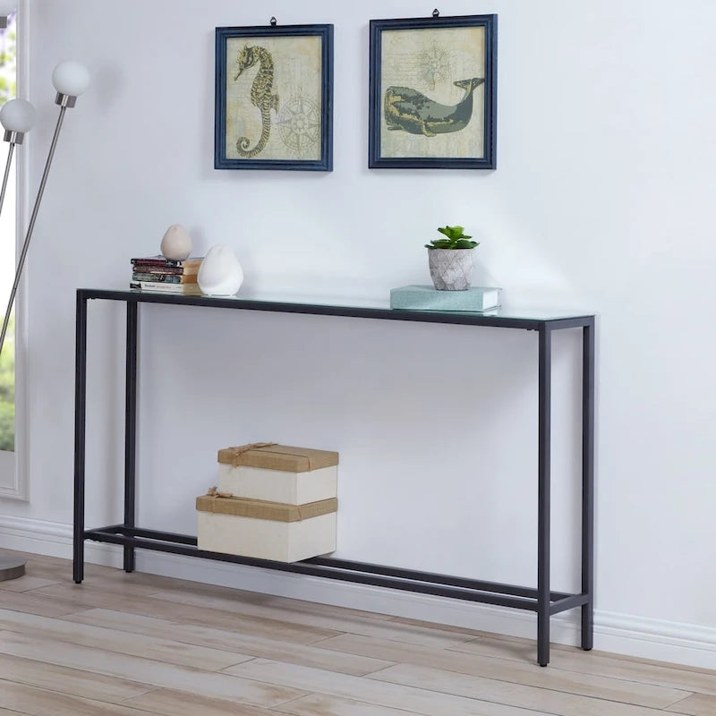 Ham Long Narrow Console Table with Mirrored Top