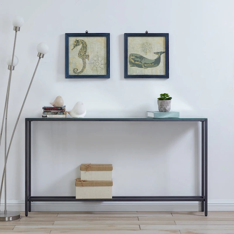 Ham Long Narrow Console Table with Mirrored Top
