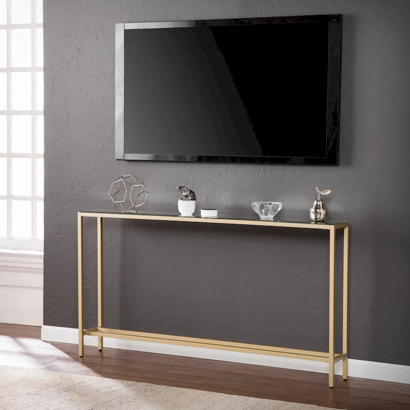 Ham Long Narrow Console Table with Mirrored Top