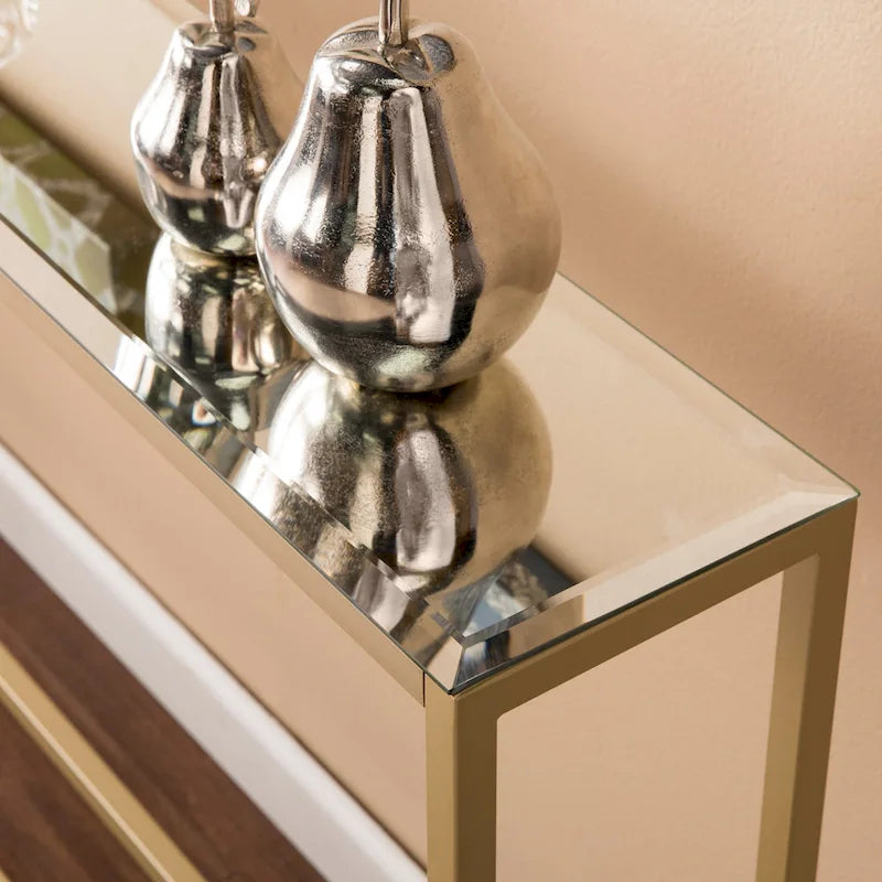 Ham Long Narrow Console Table with Mirrored Top