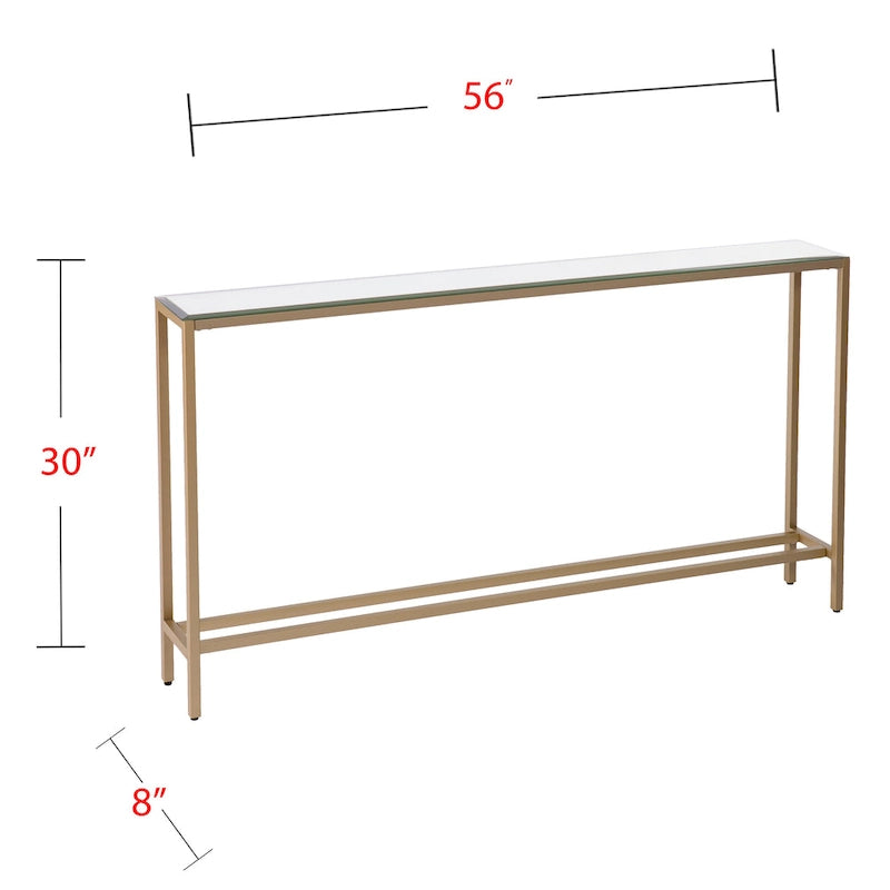Ham Long Narrow Console Table with Mirrored Top