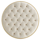 Perdita Gold Finish Velvet Round Tufted Ottoman by  Bold