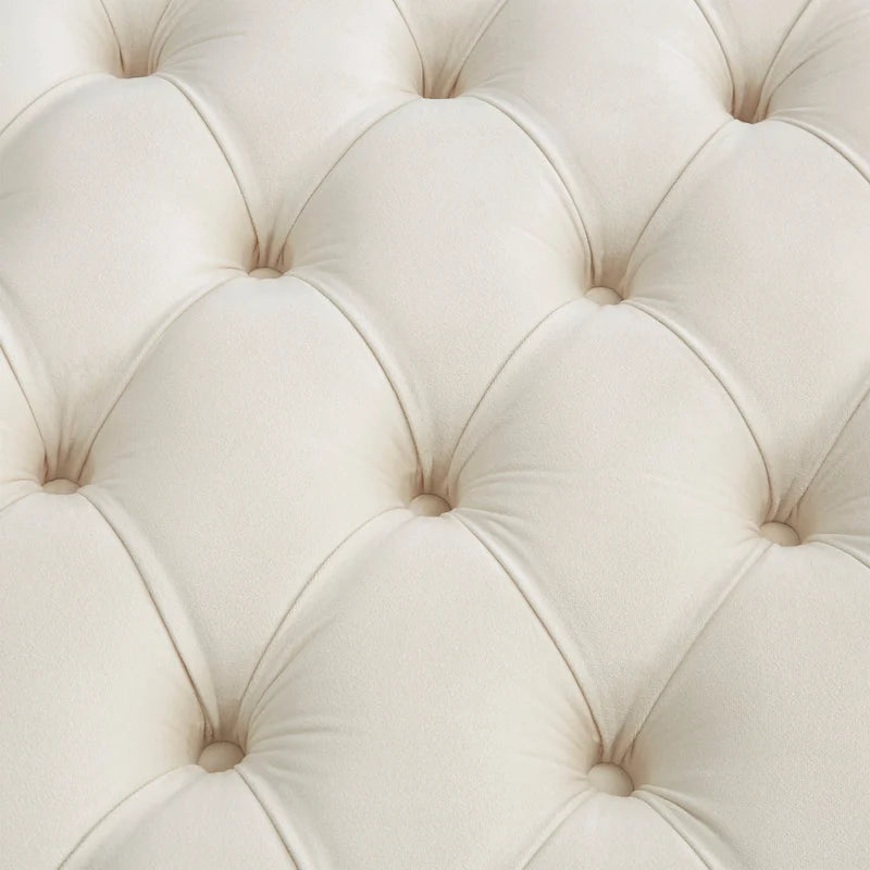 Perdita Gold Finish Velvet Round Tufted Ottoman by  Bold