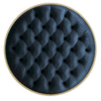 Perdita Gold Finish Velvet Round Tufted Ottoman by  Bold