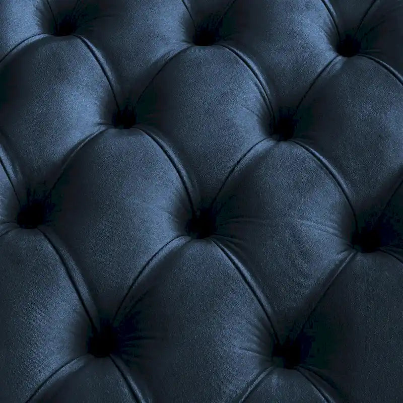 Perdita Gold Finish Velvet Round Tufted Ottoman by  Bold