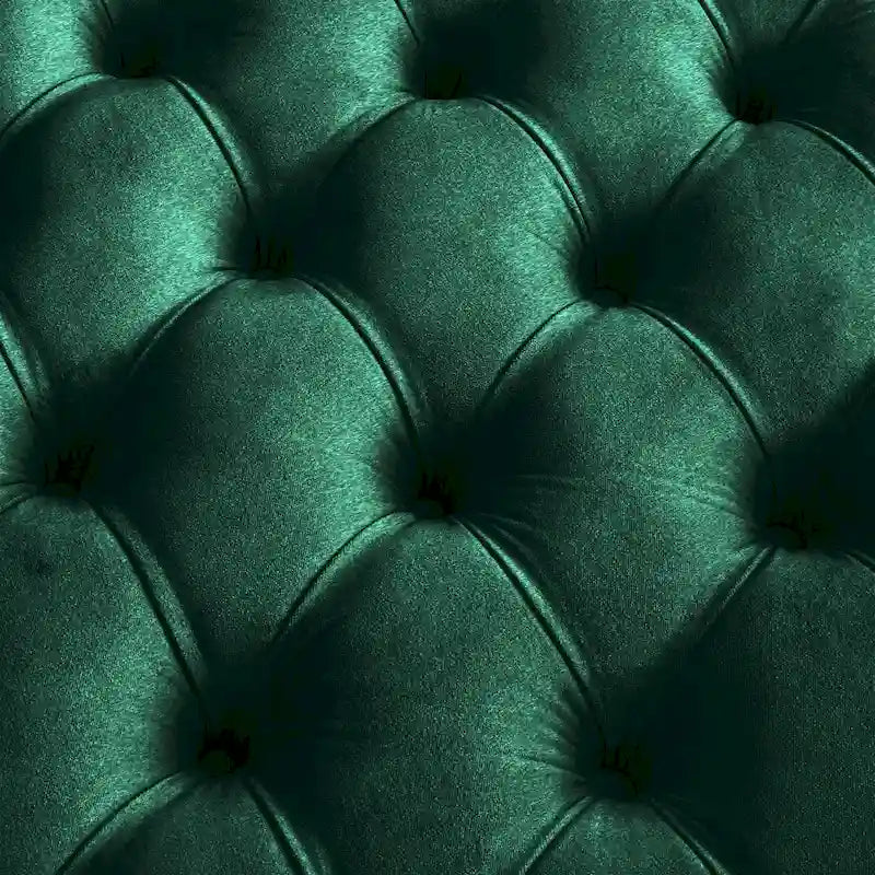 Perdita Gold Finish Velvet Round Tufted Ottoman by  Bold