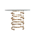 Nova Round Glass Top Vortex Iron Base Counter Height Table by  Bold