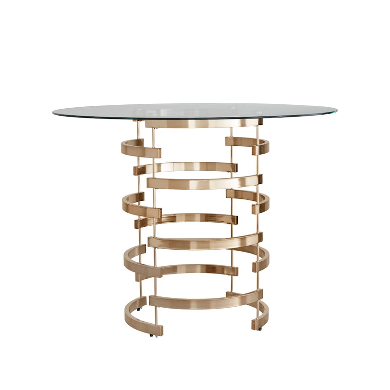 Nova Round Glass Top Vortex Iron Base Counter Height Table by  Bold