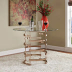 Nova Round Glass Top Vortex Iron Base Counter Height Table by  Bold