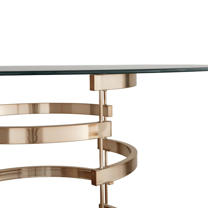 Nova Round Glass Top Vortex Iron Base Counter Height Table by  Bold