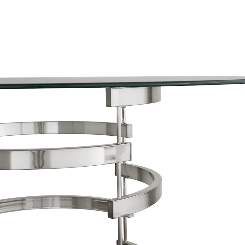 Nova Round Glass Top Vortex Iron Base Counter Height Table by  Bold