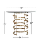 Nova Round Glass Top Vortex Iron Base Counter Height Table by  Bold