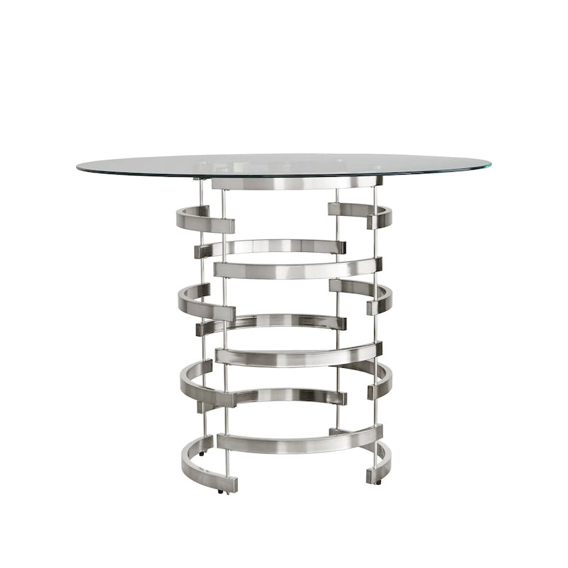 Nova Round Glass Top Vortex Iron Base Counter Height Table by  Bold