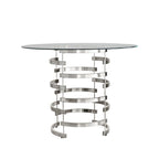 Nova Round Glass Top Vortex Iron Base Counter Height Table by  Bold