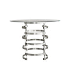 Nova Round Glass Top Vortex Iron Base Counter Height Table by  Bold