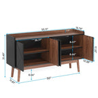 55 Black Buffet Cabinet Kitchen Sideboard Storage Cabinet with Storage