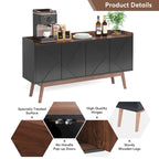 55 Black Buffet Cabinet Kitchen Sideboard Storage Cabinet with Storage