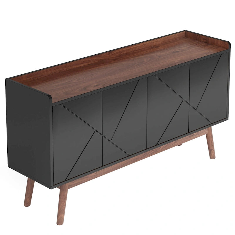 55 Black Buffet Cabinet Kitchen Sideboard Storage Cabinet with Storage