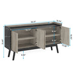 55 Black Buffet Cabinet Kitchen Sideboard Storage Cabinet with Storage