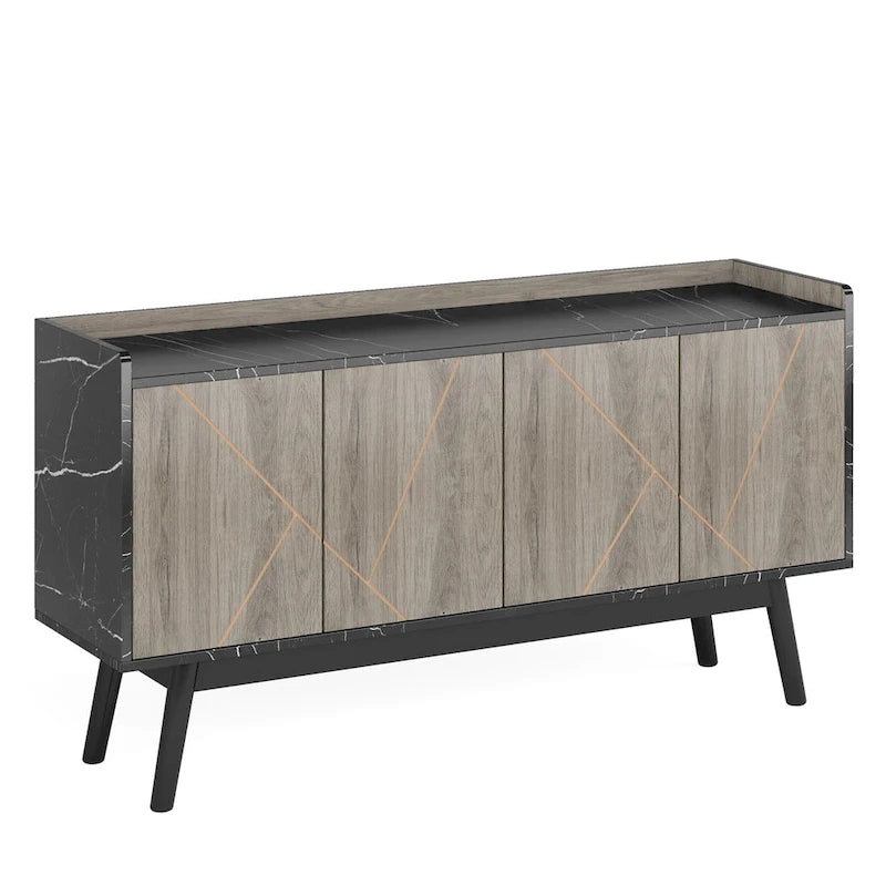55 Black Buffet Cabinet Kitchen Sideboard Storage Cabinet with Storage